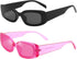 Dollger Rectangle Sunglasses for Women Men Retro Chunky Y2K Sunglasses Rectangular 90s 00s sunglasses Pink...