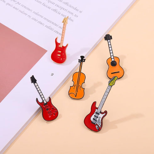 Cute Music Guitar Enamel Brooch Pin for Women Girls Men Violin Musicial Instrument Badge Brooches Pins Fashion Jewelry Gifts for Hat Clothes Backp...