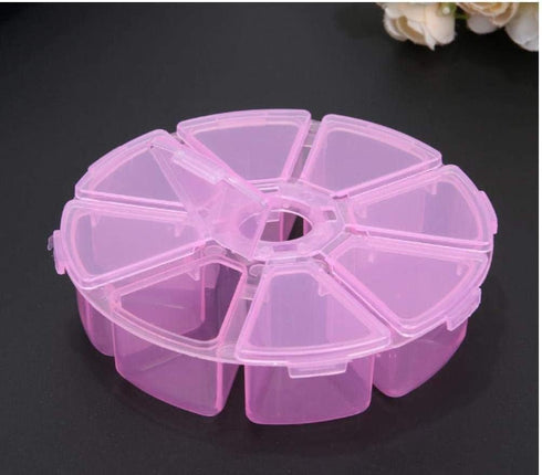 4 PCS 8 lattices Transparent Round Plastic Boxes Empty Storage Organizer Containers with Hinged Lids for Small Items and Other Craft Projects(4 x ...