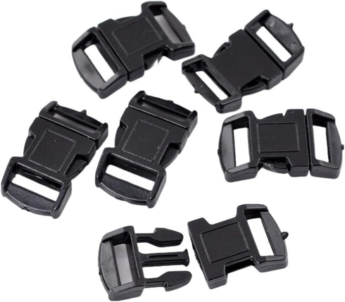 JGFinds Paracord Bracelet Clasps - 48 Pack, Upto 15mm Strap Medium, Black Plastic Paracord Bracelet Clips and Buckles, 29mm (1 3/4") x 16mm (7/8")...