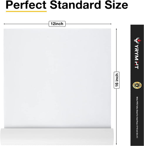 White Teflon Sheet for Heat Press - 3 Pack Non Stick Teflon Sheets 12 x 16" Heat Transfer Paper Reusable Heat Resistant Craft Mat...