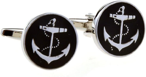 Anchor USN Pair Cufflinks in a Presentation Gift Box & Polishing Cloth...