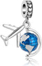 Charm Beads Pendants Fit for Pandora Bracelets Necklace Spinning Globe Airplane Travel Enamel Dangel...