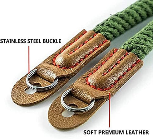 Camera Rope Strap 100cm Soft Cotton Camera Strap Vintage Neck Shoulder Belt Strap for Mirrorless and DSLR Camera. (Army Green)...