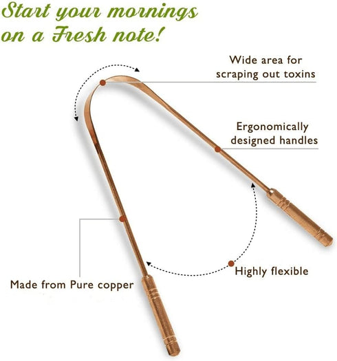 Ayurvedic Copper Tongue Cleaner | Tongue Scraper for Healthy Oral Health Suitable for Adults & Kids (Pack of 2)...