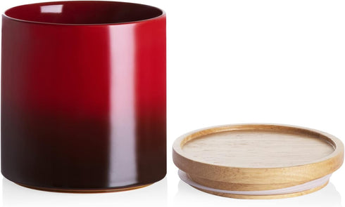 Sweejar Ceramic Food Storage Jar, Stackable Kitchen Canisters, Containers with Airtight Seal Wooden Lid for Serving Ground Coffee, Tea, Sugar, Sal...