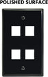 4 Port Keystone Jack Wall Plate with Smooth Face (5-Pack, Black)...