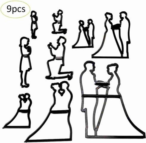 Plastic Fondant Cutter Couple Silhouette Set Mould Cake Decorating Tools Bakeware...
