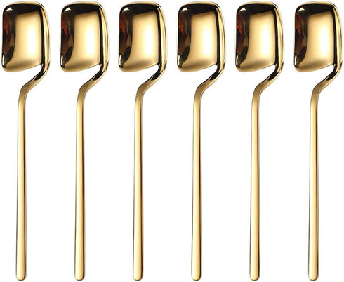 IQCWOOD Coffee Spoons, 5.6 Inches Demitasse Espresso Stainless Steel Small Spoon, Gold Teaspoons for Dessert, Sugar, Tea, Ice Cream, Set of 6...