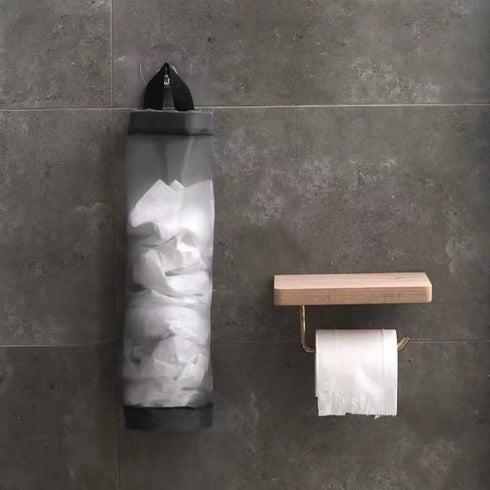 Plastic Bag Holder, Mesh Grocery Bag Holder Hanging Storage Bag Dispenser (Grey 2 Packs)...