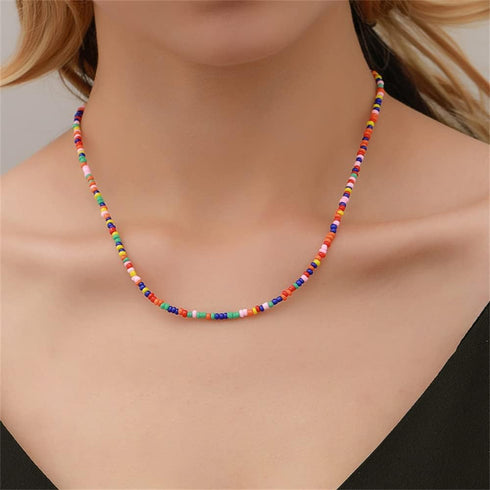 Colorful Handmade Beaded Collar Necklace for Women Freshwater Pearl Necklace Bohemian Handmade Stainless Steel 18K Gold-plated Fashion Jewelry Gif...