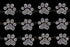 Set of 12 Small Paw Print | 1.5" Each | Clear Rhinestone Iron on Hotfix Bling DIY with Extra Paw Print...