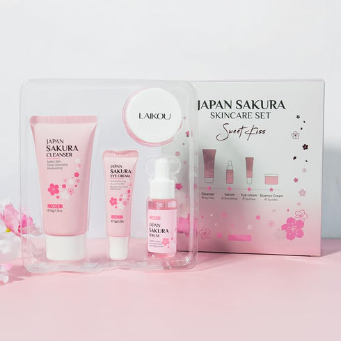 Skin Care Set JAPAN SAKURA Beauty Gift Sets Skin Care Kit with Cleanser, Serum, Eye Cream, Face Cream Travel Kit for Women Mom Wife Teen Girls Gen...