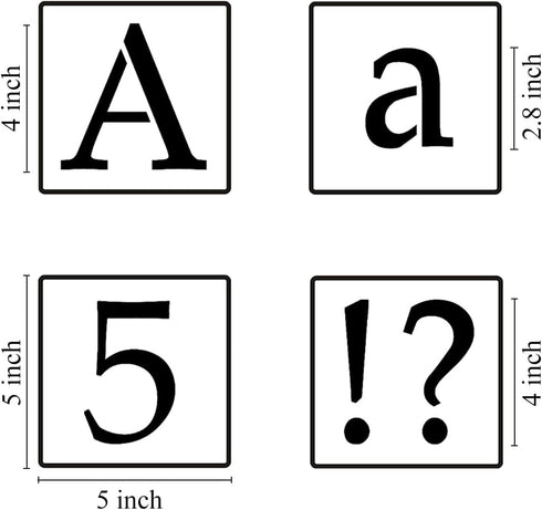 4 Inch Alphabet Letter Stencils for Painting - 70 Pack Letter and Number Stencil Templates with Signs for Painting on Wood, Reusable Letters and N...