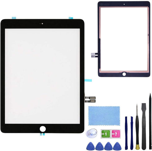 for Black iPad 6 6th Gen 2018 (A1893 A1954) Touch Screen Digitizer Replacement Front Glass Assembly -Includes Camera Holder+PreInstalled Adhesive ...