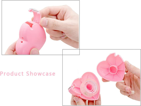 Candy Color Tape Dispenser, Cute Roll Heart-Shaped Tape Organizer Desk for Home Office or School Supply (2Pcs Heart)...
