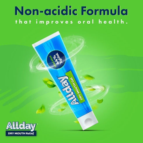 Allday Dry Mouth Gel - Maximum Strength Xylitol, Fast Acting, Non-Acidic (2 Tubes Inside One Box)...
