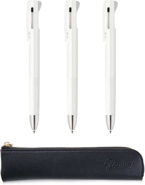 ZEBRA Blen2+S Red, Black 0.5mm Ballpoint Multicolor Pen and 0.5mm Mechanical Pencil (White) x3, Black slim pen case...