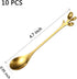 Stainless Steel Gold Leaf Coffee Spoons Creative Tableware Dessert Spoons Gold Serving Spoons Small Spoons for Condiments Mixing Sugar Stir Ice Cr...