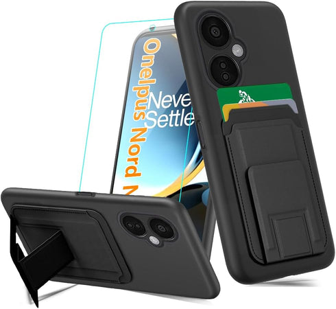Case for OnePlus Nord CE3 Lite/Nord N30 5g Phone Case with Tempered Glass Screen Protector, Folding Kickstand/Stand Wallet Case Card Holder/ Slots...