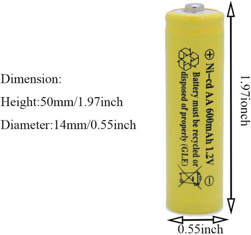 AA NiCd 600mAh 1.2V Solar Batteries Rechargable for Outdoor Garden Solar Lights Lamp(20 pack AA Yellow)...