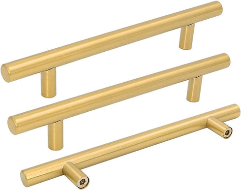 goldenwarm 2Pcs Brushed Brass Cabinet Cupboard Drawer Door Handle Pull Knob for Furniture Kitchen Hardware 6-1/4in Hole Center 8-4/5in Overall Len...