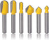 Mesee 6Pcs Carbide 90 Degree V Groove Router Bit Set Core Cove Box Round Nose V Grooving Router Bits V-Groove Router Bit Woodworking Cutter Tool f...