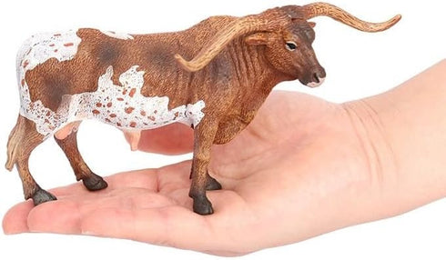 Gemini&Genius Longhorn Cow Toy Action Figure, Farm Animal Toys, Hand Painted, 6 Inches Length, Realistic and Durable Farm Toys for Children Boys a...