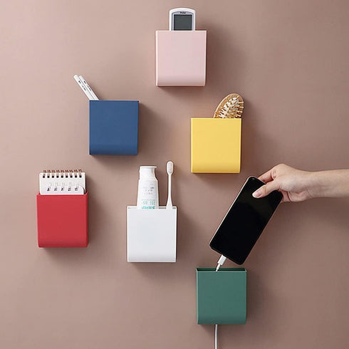 D4 Wall Mount Phone Holder, Phone Stand with Adhesive and Data Cable Receiving Hole, Phone Holder for Shower, Charging, RV, Compatible with iPhone...