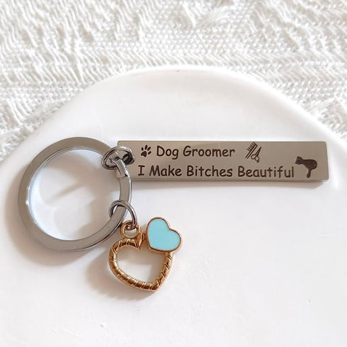 Dog Groomer Gifts Keychain for Women Men Dog Groomer I Make Bitches Beautiful Key Chains for Dog Hairdresser Groomers Appreciation Gift for Dog Ha...