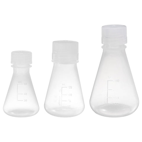 PATIKIL Erlenmeyer Flask, 3 Pcs 50ml 125ml 250ml Narrow Mouth Graduated Flasks with Screw Cap Plastic Flasks with Printed Graduation for Lab Exper...