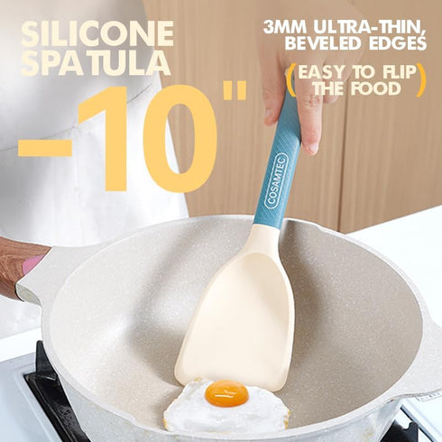 Silicone Mini Spatula Flexible Beveled Turner with Stainless Steel Inner Core and Nylon Handle Heat Resistant Cooking Utensils Set...
