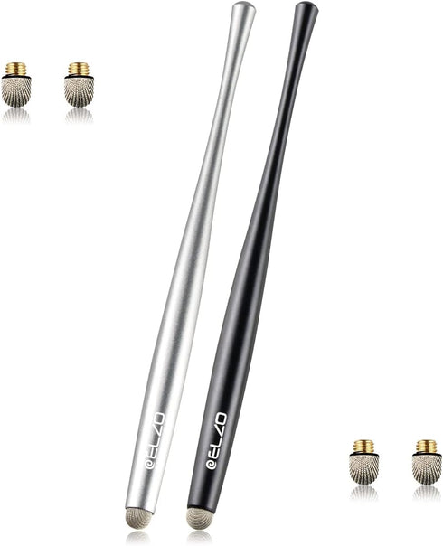 Elzo Stylus Pen Combo Universal Capacitive Touch Screen 2 Packs with 4 Replacement Fiber Fine Tips for Tablet iPad, iPhone, Samsung, Microsoft Sur...