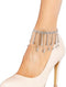ELABEST Boho Rhinestone Ankle Bracelet Silver Drop Tassel Crystal Dangle Anklet Bracelets High-heeled Trendy Anklet Tennis Foot Chain Nightclub Pa...