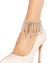 ELABEST Boho Rhinestone Ankle Bracelet Silver Drop Tassel Crystal Dangle Anklet Bracelets High-heeled Trendy Anklet Tennis Foot Chain Nightclub Pa...