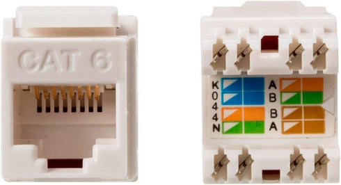 Monoprice Cat6 Punch Down Keystone Jack - Short Body, 180-Degree, 8P8C, for 22-24AWG Solid Wire, White...