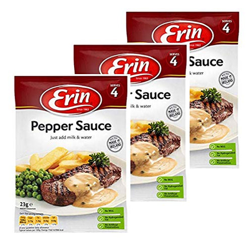 Erin Pepper Sauce 3 pack, Irish Peppercorn Sauce, 23g per bag...
