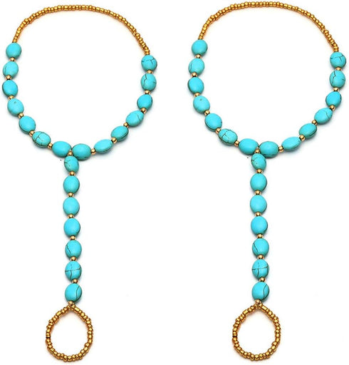 1 Pair Sandal Beach Turquoise Barefoot Sandal Foot Jewelry Anklet Chain Foot Bracelet...