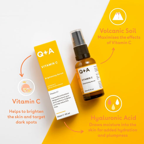Q+A Vitamin C Brightening Serum, Brighten and Refresh your Skin with this Antioxidant-rich and Hydrating Hybrid Face Serum, 30ml...