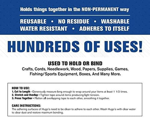 Hugo's Amazing Tape 50 Foot Roll x 1" Wide Reusable Double Sided Non-Stick Adhesive...