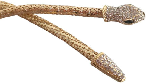 Fashion Gold Crystal Snake long Pendant Necklace, Bendable Punk Snake Rhinestone Choker Necklace Bracelet Jewelry Accessories for Women Halloween ...