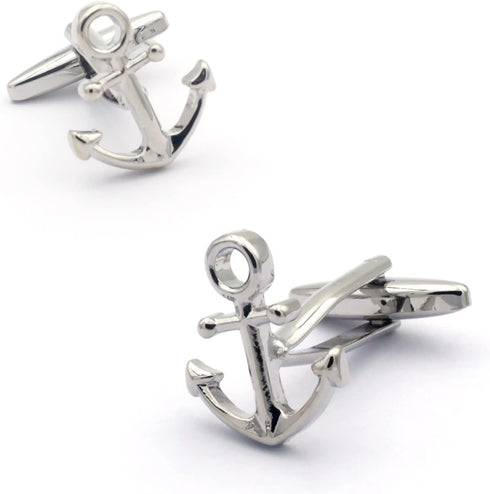 Sailing Boat Yacht Anchor Smart Shirt Tie Clip and Cufflinks Set...