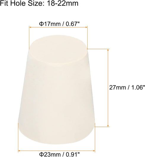 MECCANIXITY Rubber Tapered Plug 17mm to 23mm Solid Test Tubes Bungs Stopper White for Lab Home 12 Pieces...