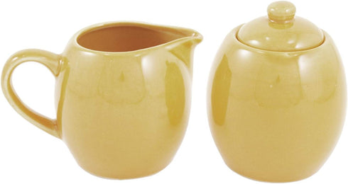 Sahara Sand Ceramic Creamer and Sugar Service Set with Lid...
