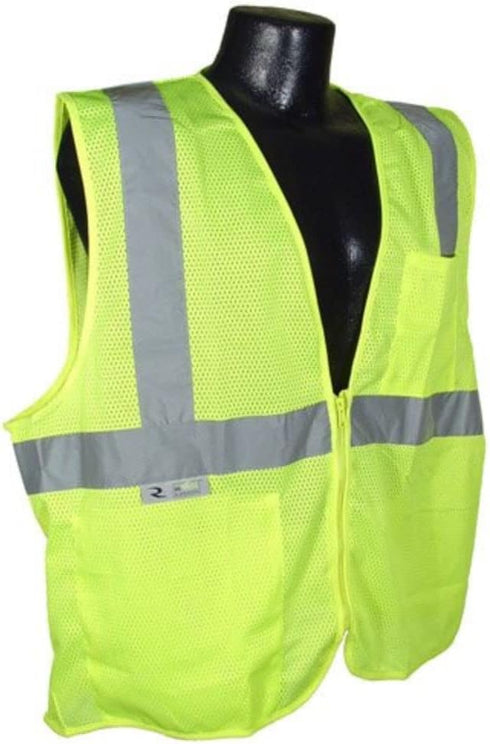 Radians SV2ZGM 2X Safety Vest Class 2 Zipper with Pockets Lime Green Mesh...