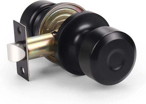 KNOBWELL 1 Pack Passage Door Knob for Hallway or Closet, Matte Black Interior Door Knobs, Non-Locking Door Handle Set Closet Door Knob, Hall & Clo...