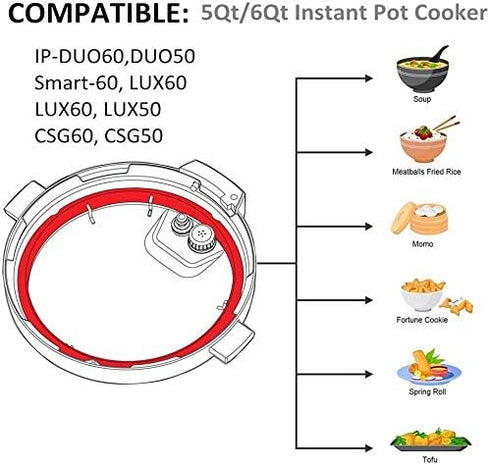 Sealing Ring for 6 Qt Instant pot Replacement Silicone Gasket Seal Rings for Instapot 6 Quart 2pcs Sealer Accessories Parts for Insta Pressure Coo...