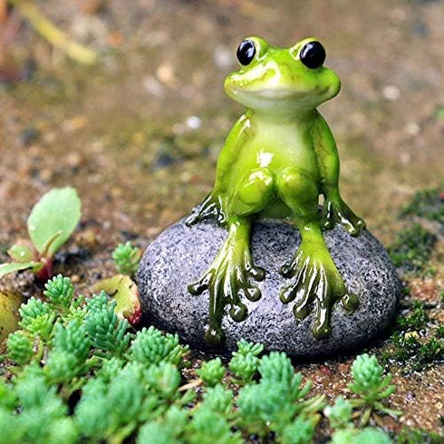 Top Collection 2.725-Inch Miniature Fairy Garden and Terrarium Cute Frog on Stone, Mini...