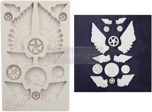 Prima Marketing 966614 Finnabair Decor Moulds 5"X8"-Cogs & Wings...