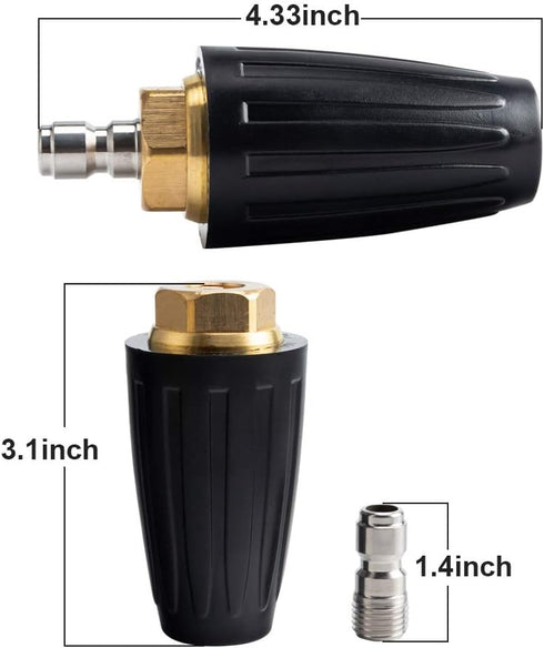 Pressure Washer Tips Turbo Nozzle Pressure Washer 4000 PSI Max Rotating Pressure Washer Nozzle with 1/4'' Quick Connect for Cleaning Brick, Concre...